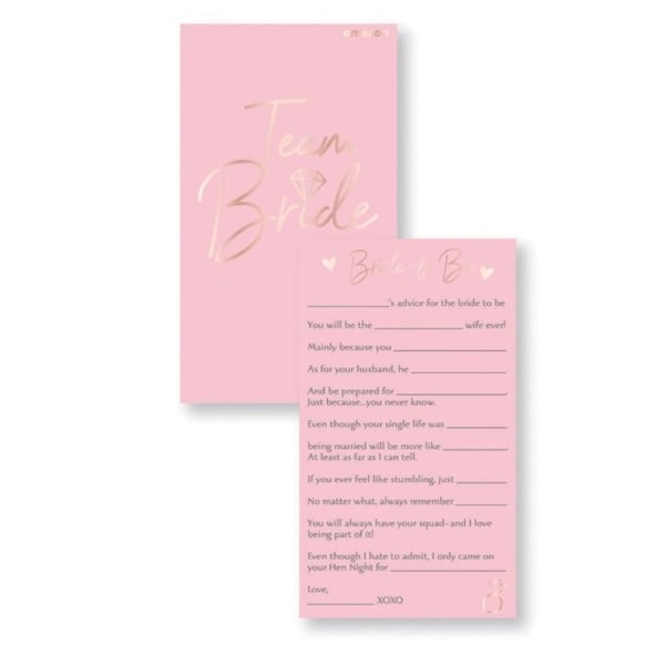 Advice Cards For The Bride To Be Bridal Shower Hen Night Party Games Wedding