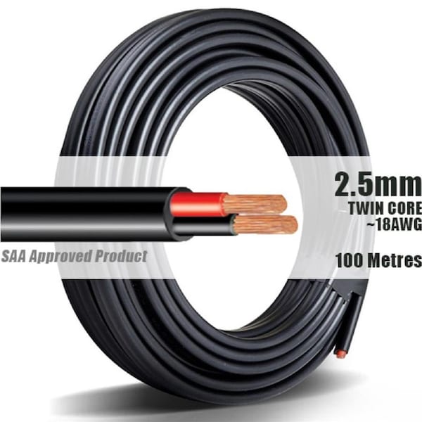 TWIN CORE WIRE 2.5mm 100M Meter 2 CORE AUTOMOTIVE MARINE ELECTRICAL CABLE