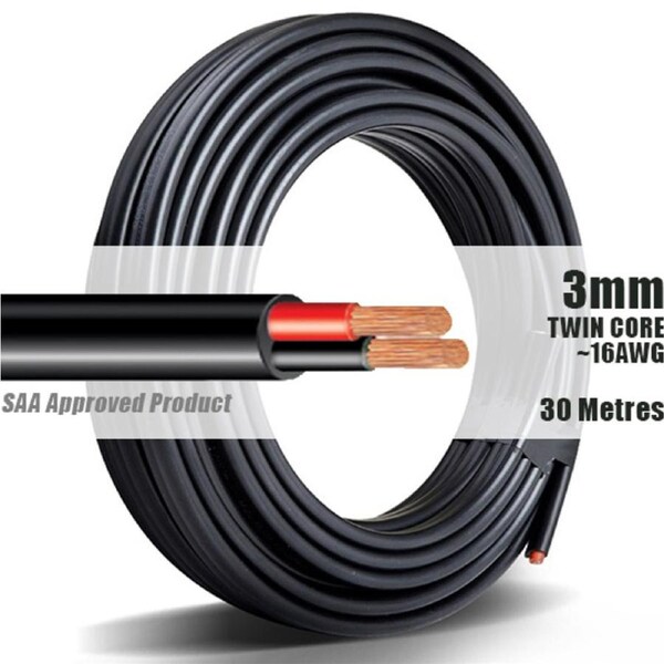 TWIN CORE WIRE 3mm 30M Meter 2 CORE AUTOMOTIVE MARINE ELECTRICAL CABLE