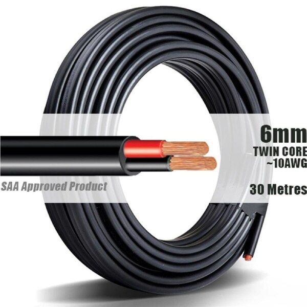 TWIN CORE WIRE 6mm 30M Meter 2 CORE AUTOMOTIVE MARINE ELECTRICAL CABLE
