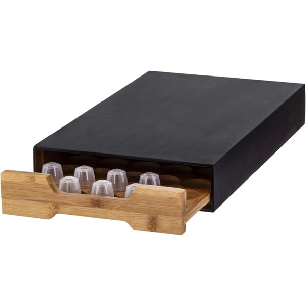 Leaf & Bean Bamboo Coffee Machine Board w/ Capsule Drawer Black / Natural