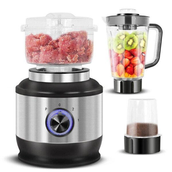 Advwin 4-in-1 Blender, Chopper, Filter, Grinder, Food Processer Detachable Part 1.8L Cup 3 Speed LED Power Display Light Ring For Kitchen