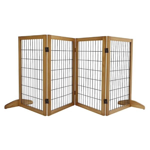 Charlie's Nature Freestanding Wood/Metal Pet Gate Natural Pinewood 4 Panel