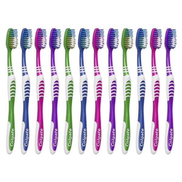 12pc Colgate Extra Whole Mouth Clean Medium Manual Toothbrushes Set Assorted