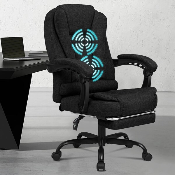 ALFORDSON Massage Office Chair with Footrest Fabric Black