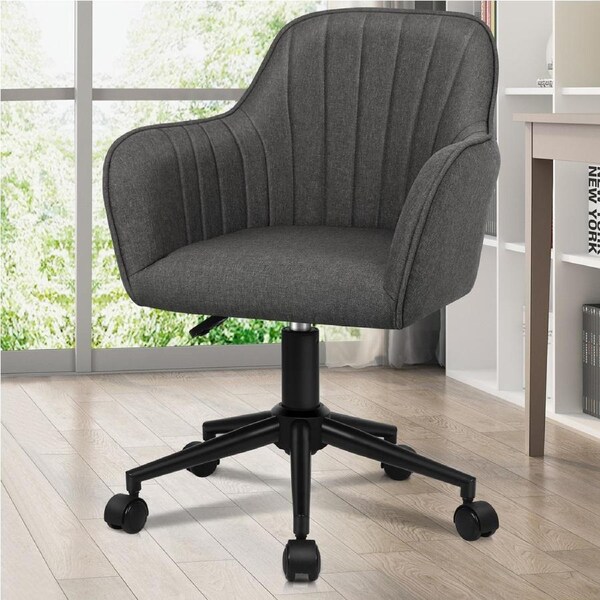 ALFORDSON Office Chair Fabric Swivel Armchair Computer Adult Kids Dark Grey