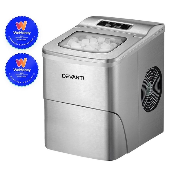 Devanti 2L Ice Maker Ice Cube Machine Portable (Black, Red, Silver) Silver