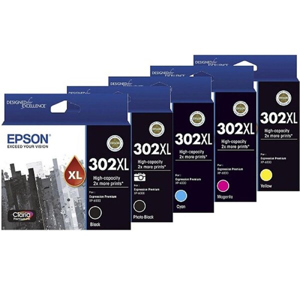 Original Epson 302XL 5 Colours Value Pack Ink Cartridge Claria Premium