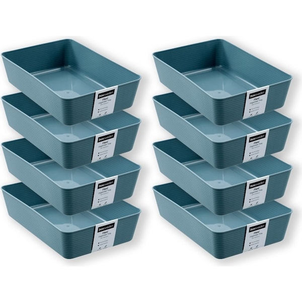 8x Boxsweden Flexible 26cm Organiser Tray Rectangle Kitchen Storage Holder Asst