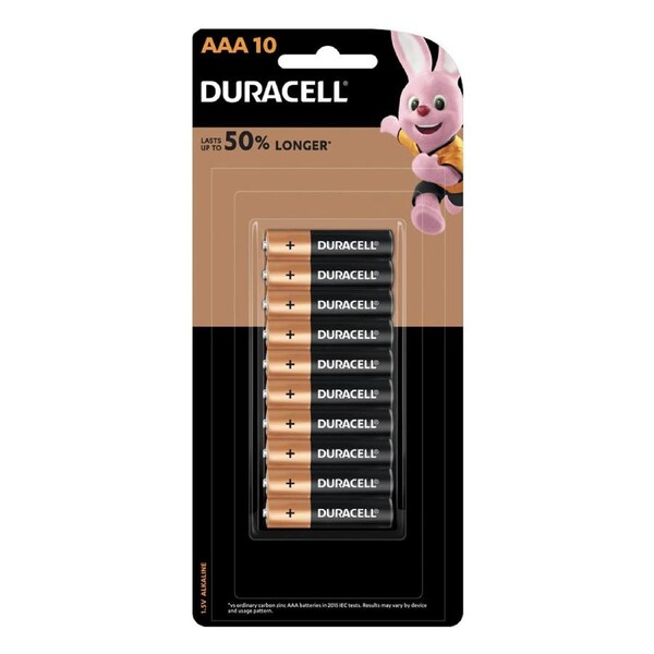 10pc Duracell AAA Batteries Coppertop Multipurpose Battery Alkaline Powered