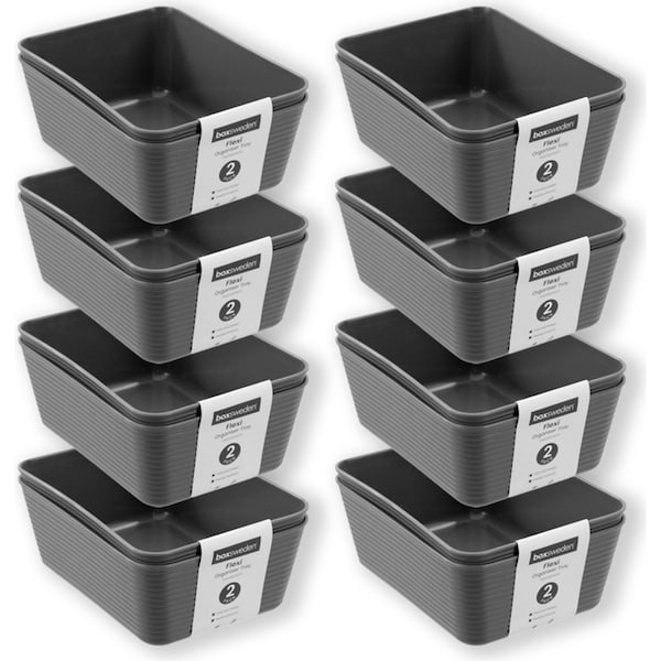 8x 2PK Boxsweden Flexible 17x12.5cm Organiser Tray Rectangle Storage Holder Asst