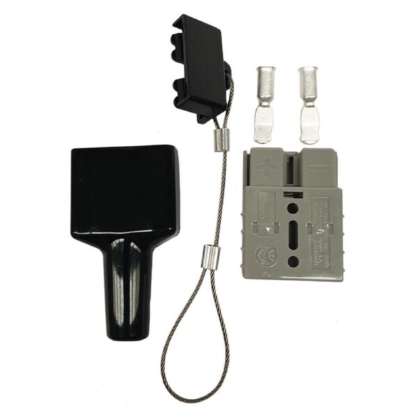 50 amp Anderson Plug Grey with 2pc Dust Cover Kit Black Top / Bottom Wire Cable