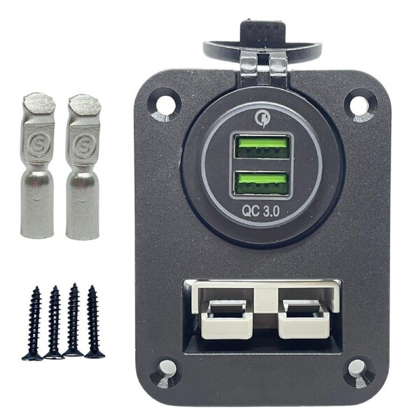 50 amp Anderson Plug and Dual USB Panel Mount Assembly