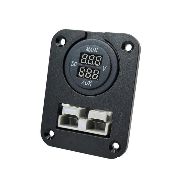 Panel Mount Assembly with 50 amp Anderson Plug and Dual Volt Meter