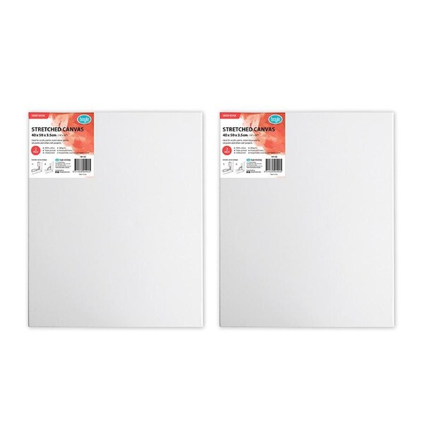 2PK Boyle Deep Edge 40x50cm/16x20" Stretched Canvas 280gsm For Acrylic/Oil Paint