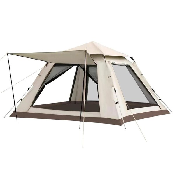 5 Person Camping Tent Pop Up Family Instant Party Beach Sun Shade Shelter Waterproof Outdoor Hiking Picnic 265x265x190cm Creamy White