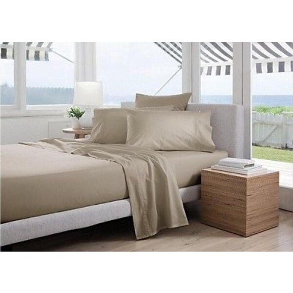 Pair of Sheridan Percale 300TC Cotton Standard Pillow Cases in Husk