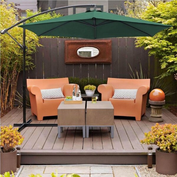 Oasis Outdoor Umbrella 3.5m Cantilever Garden Parasol Aluminium Stand - Green