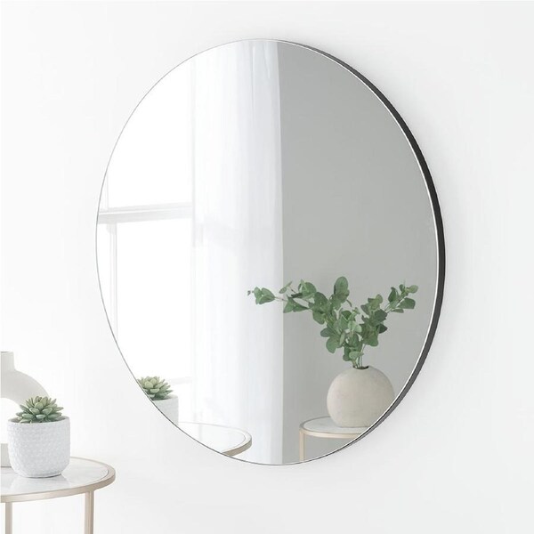 Round Bathroom Wall Mirror Makeup Mirrors 60cm Vanity Decor Glass Frameless