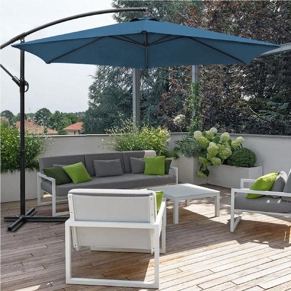 Oasis Outdoor Umbrella 3.5m Cantilever Garden Parasol Aluminium Stand - Blue