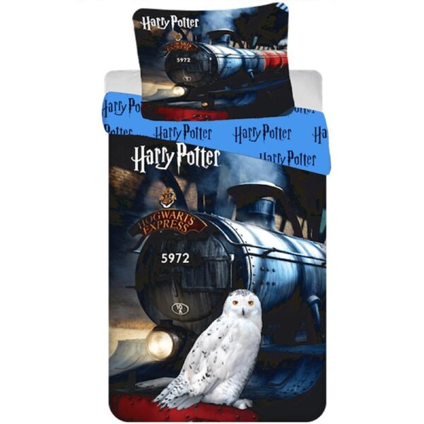 Harry Potter Hogwarts Express Blue Cotton Quilt Cover Set - Single Bed Size