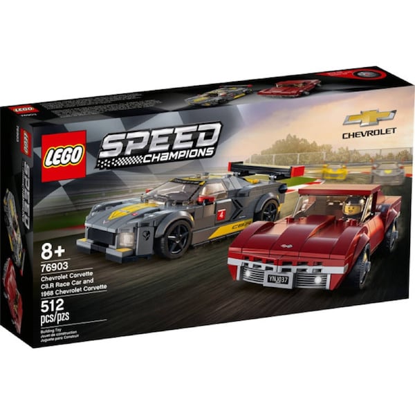 LEGO 76903 - Speed Champions Chevrolet Corvette C8.R Race Car and 1968 Chevrolet Corvette