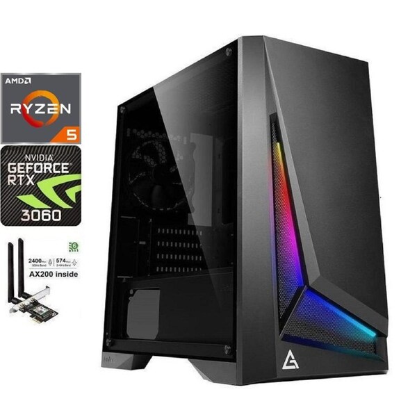 3060 ARGB Desktop Gaming PC, AMD Ryzen 5 CPU, 16GB RAM/1TB SSD/2TB HDD [5500-16G1S2H-3060-NO]