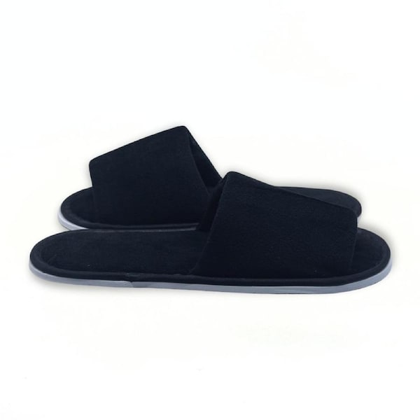 Black Open Toe Hotel Slipper With White Sole 28cm