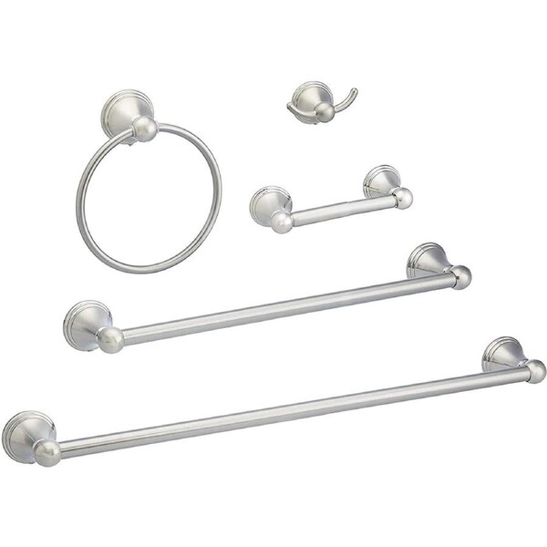5 Pack Modern Bathroom Accessories Set (Nickel)
