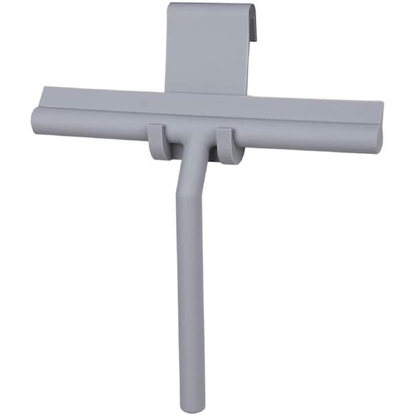 Shower Squeegee, Window Wiper Scraper Cleaner Silicone Blade & Holder Hook (Grey)