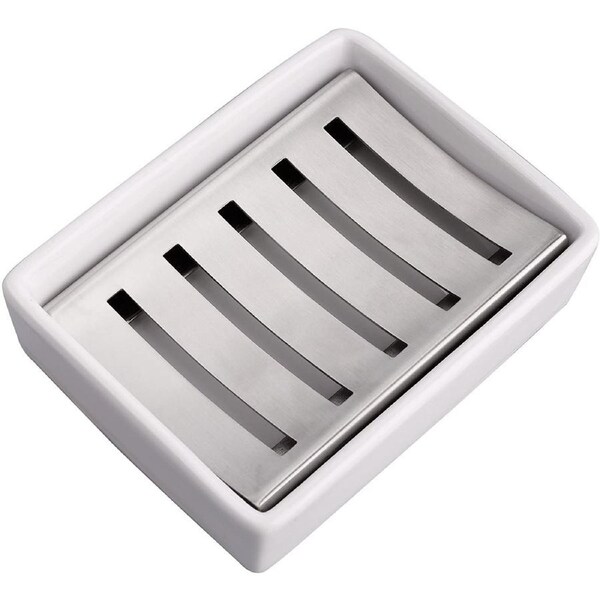 Ceramic Soap Dish Holder (Silver)