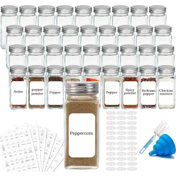 36 Pcs Glass Spice Jars Bottles with Spice Labels (120ml each bottle)
