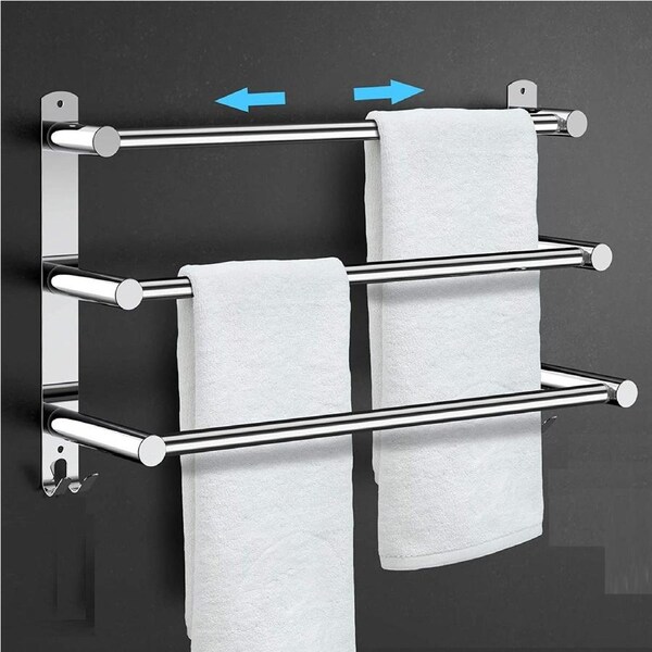 Stretchable 45-75 cm Towel Bar for Bathroom and Kitchen (Three Bars)