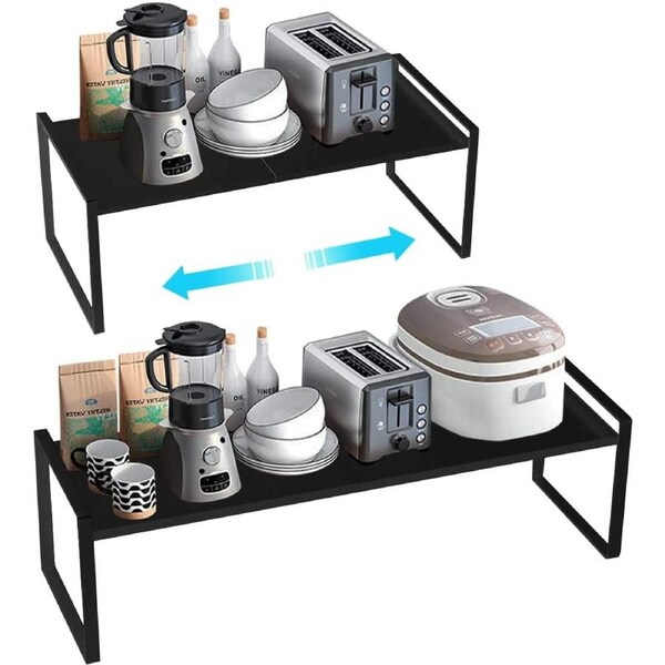 Expandable Cabinet Shelf Organizers, 18 cm (Black)