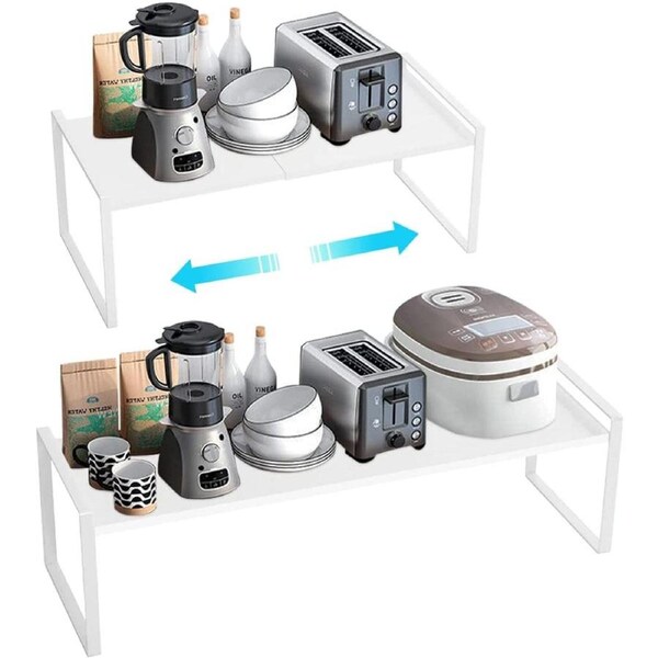 Expandable Cabinet Shelf Organizers, 23 cm (White)