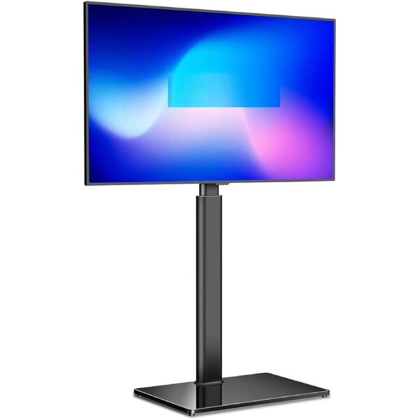 TV Floor Stand with Tempered Glass Base for 32 to 60 inch, (Black)