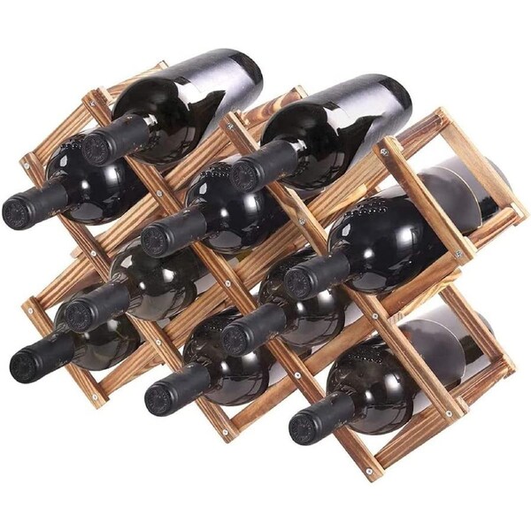 Wood Wine Rack Holder Storage for 10 bottles (Brown)