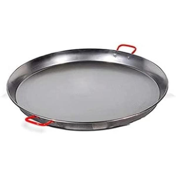 Paella Pan, Steel Polish, Metallic, Polished Steel/Red, 42cm
