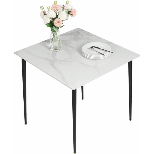 Square Dining table made of Marble (Stone White) 80cm