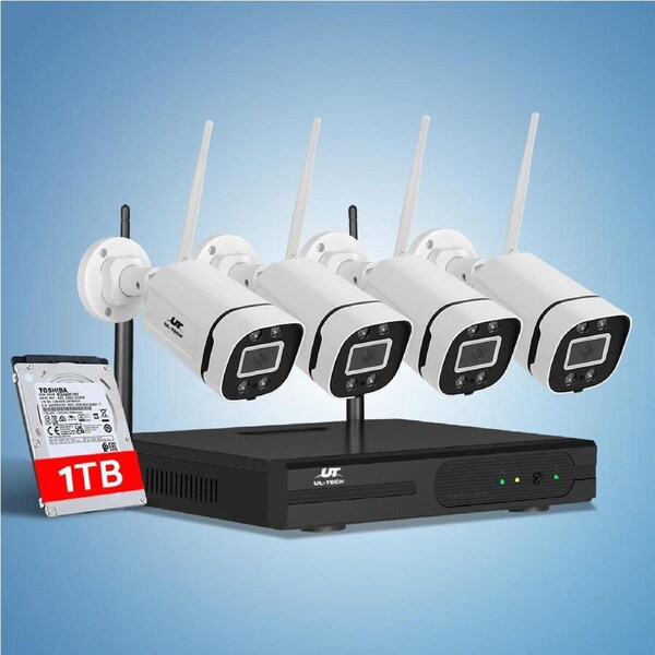 UL-Tech Wireless CCTV Security System 8CH NVR 3MP 4 Square Cameras 1TB