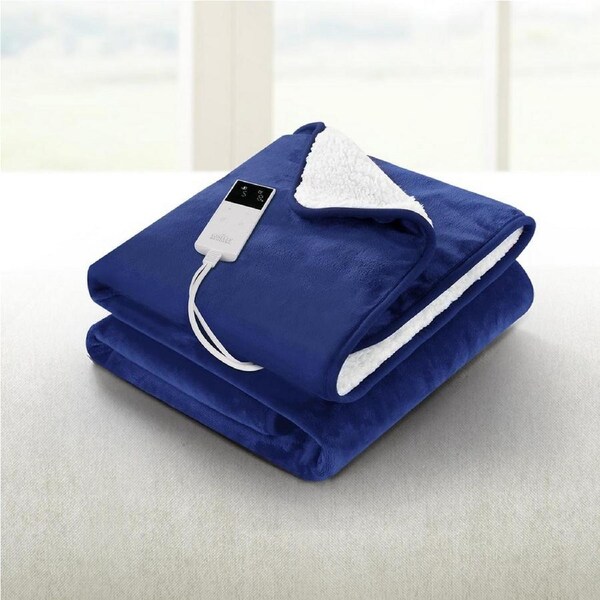 Giselle Electric Throw Rug Heated Blanket Double Sided Blue