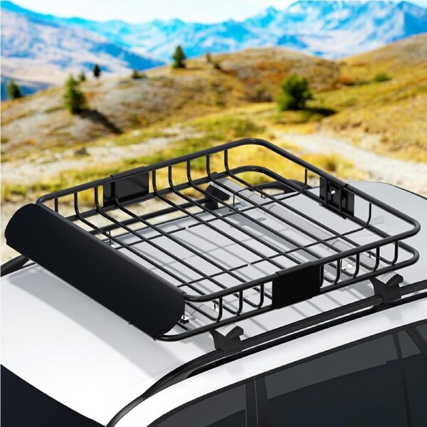 111cm Giantz Universal Car Roof Rack Basket Luggage Carrier Steel Vehicle Cargo