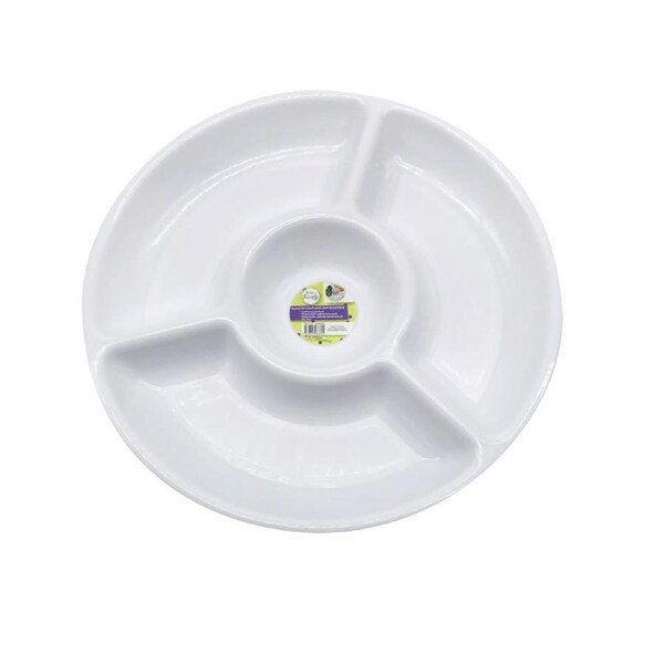 5x Reusable Serving Tray 4 Section Food Snack Chip Dip Sauce Catering Party Tray