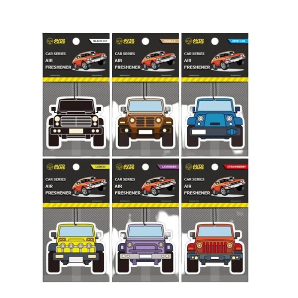 6 x Car Air Freshener Vanilla Lemon Lavender Strawberry Scent Hanging Car Home