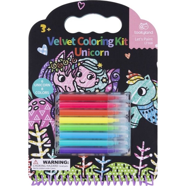 14pc Tookyland Velvet Colouring Kit Unicorn Art Colouring/Drawing Marker Pen 3+