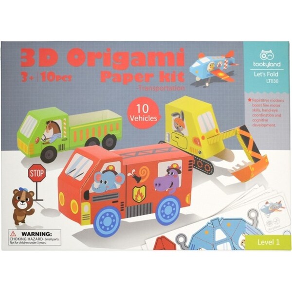 10pc Tookyland Kids 3D Origami Paper Model Vehicles Craft Kit Activity Toy 3+