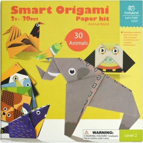 30pc Tookyland Smart Origami Paper Animals Craft Kit Kids Activity Fun Toy 3+