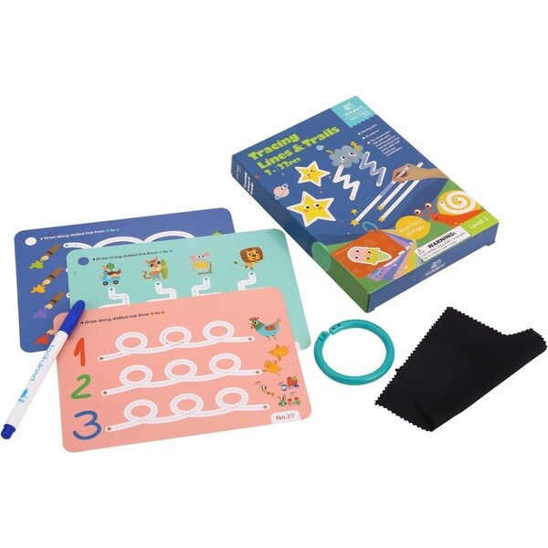 33pc Tookyland Let's Trace Tracing Lines & Trails Flash Cards Educational Toy 3+