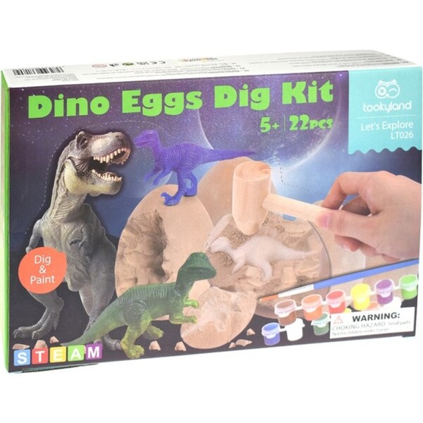22pc Tookyland Dinosaur Egg Dig Kit Kids Fun Play Activity Painting Craft Toy 5+