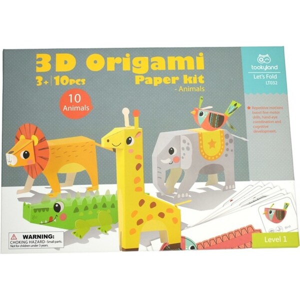10pc Tookyland 3D Origami Paper Model Animals Craft Activity Kit Kids Toy 3+